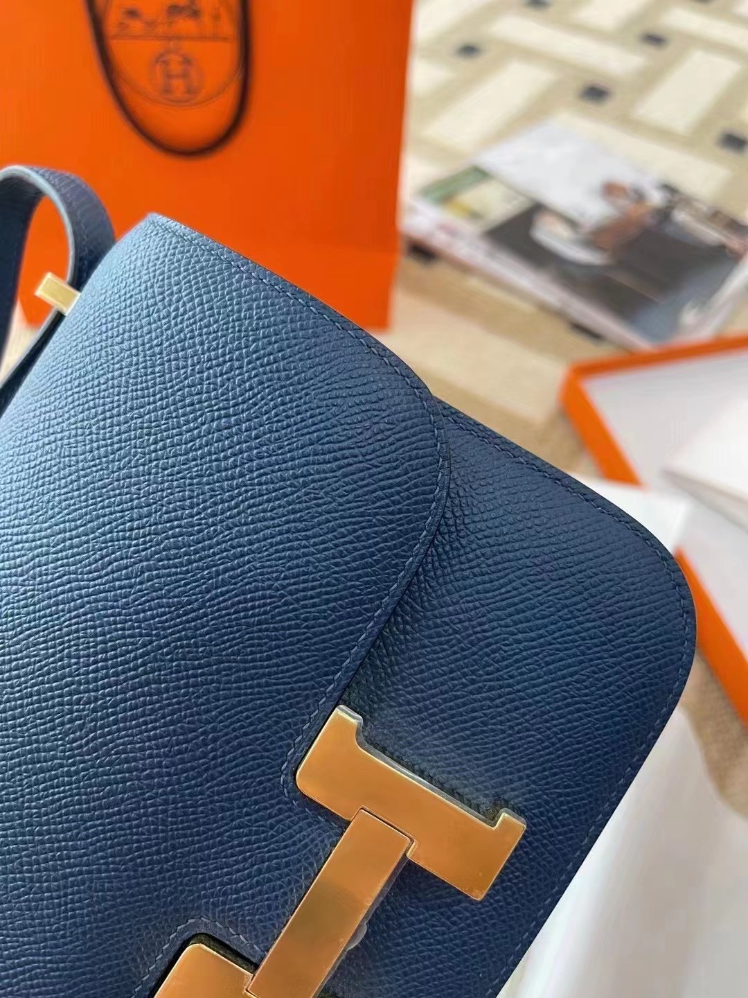 에르메스 콘스탄스18 딥블루 금장 앱송